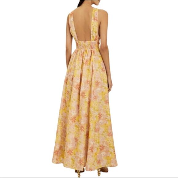 Magali Pascal Miriam Dress Women X- Small Pink Yellow Floral Maxi Silk Blend - Picture 3 of 4